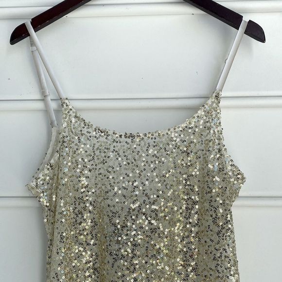 Free People Intimately gold sequin slip dress size L - Picture 6 of 11